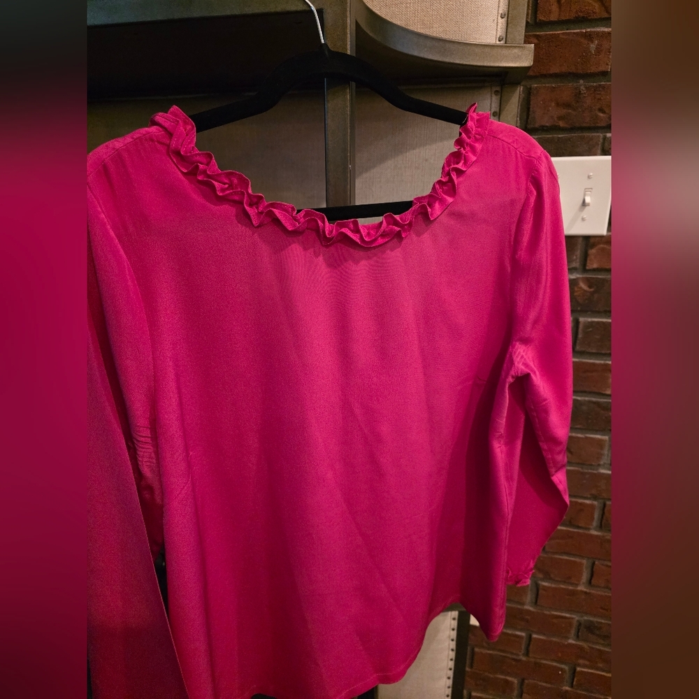 Sezane Silk Top Magenta